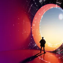 man looking into space image